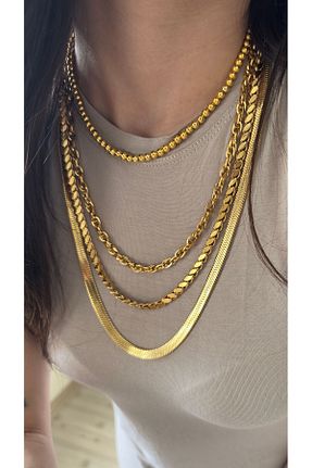 گردنبند استیل ( فولاد ) طلائی زنانه استیل (فولاد) Opia JEWELRY - کد 832816414
