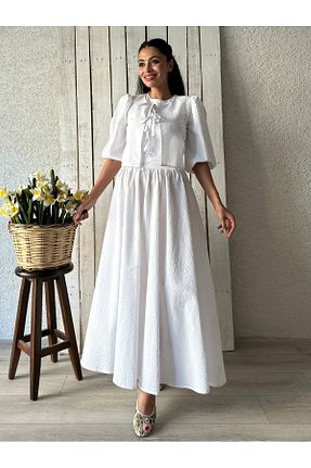 ست بالاتنه و پائین تنه سفید زنانه بافتنی KÜÇÜĞÜM BUTİK - کد 853519045