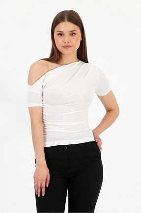 بلوز سفید زنانه ساده Viz10 - کد 834065543