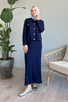 ست بالاتنه و پائین تنه حجاب سرمه ای زنانه رگولار InStyle - کد 852452054