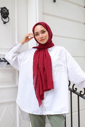 شال زرشکی زنانه پنبه ای shalby - کد 811400865