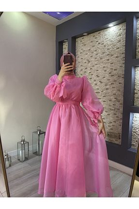 لباس مجلسی حجاب صورتی زنانه پلی استر Ayla Sarp - کد 753791810
