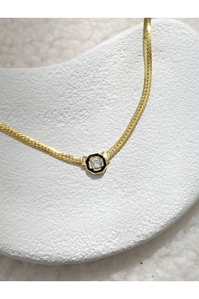 گردنبند استیل ( فولاد ) طلائی سنگ ABAKSESUAR - کد 841097741