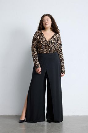 شلوار سایز بزرگ مشکی زنانه مخلوط ویسکون LUOKK - کد 852765170