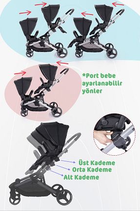 کالسکه کودک دوقلو مشکی 0 - 18 kg Prego - کد 634238427