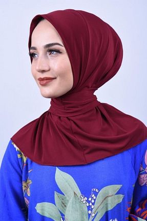 روسری زرشکی پنبه پلی استر Organic Scarfs - کد 739086054