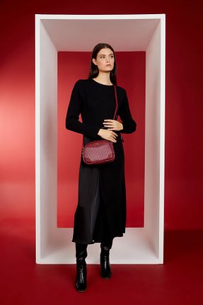 کیف دوشی زرشکی زنانه چرم مصنوعی Pierre Cardin - کد 761517993
