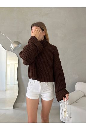 پلیور قهوه ای زنانه ساده Dier Moda - کد 853397690