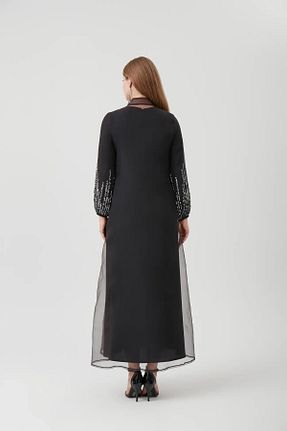 لباس مجلسی حجاب مشکی زنانه یقه ایستاده stil hatun butik - کد 853452903