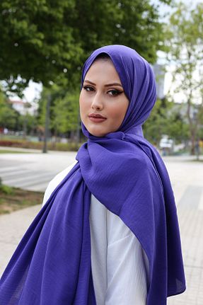 روسری بنفش کرپ ساتن ابریشم Pieef - کد 853395894
