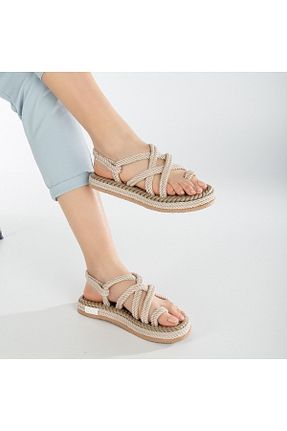 صندل بژ زنانه پاشنه تخت rabellashoes - کد 685776543