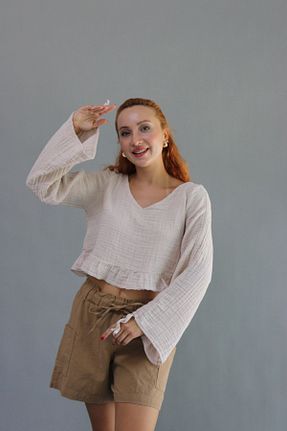 بلوز بژ زنانه ساده ASC SUN - کد 853197690