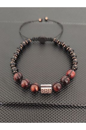 دستبند جواهر زرشکی مردانه سنگ طبیعی tahrastone - کد 809530763
