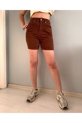 شلوارک و برمودا قهوه ای زنانه اسلیم فیت Butik - کد 822333251