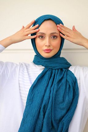 شال آبی زنانه پنبه ای shalby - کد 811400926