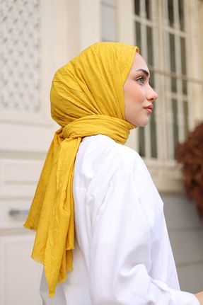 شال زرد زنانه پنبه ای shalby - کد 811400882