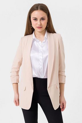 کت بلیزر بژ زنانه پارچه Şimal - کد 637855142
