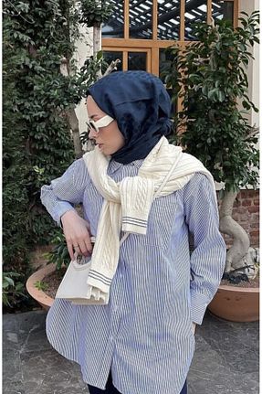 شال آبی زنانه پنبه ای RABİSNOW - کد 760207194