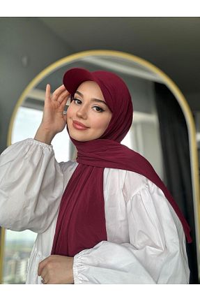 شال زرشکی زنانه پنبه ای ebruli eşarp - کد 832162701