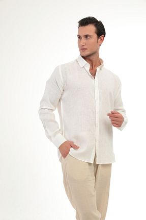 پیراهن سفید مردانه یقه کلاسیک RİORİCCİ - کد 851246808
