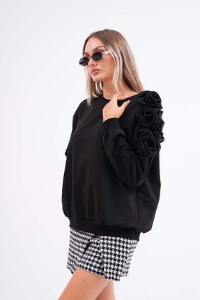 سوئیشرت مشکی زنانه گلدار Pulli Collection - کد 853395755