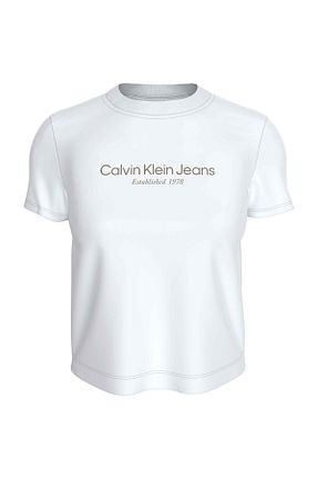 تیشرت سفید زنانه Fitted Calvin Klein - کد 853724266