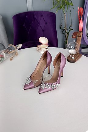 کفش پاشنه بلند کلاسیک بنفش زنانه ساتن LA CALZATURE - کد 301263259