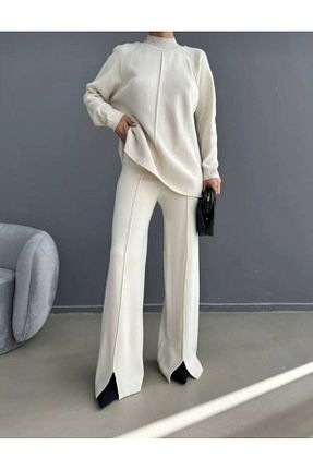 ست بالاتنه و پائین تنه بژ زنانه بافتنی fujya - کد 853752714