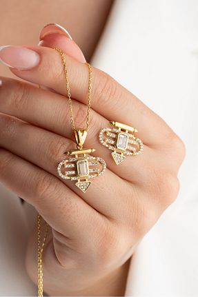 ست نقره طلائی زنانه زیرکن Silvano Jewelry - کد 853851211