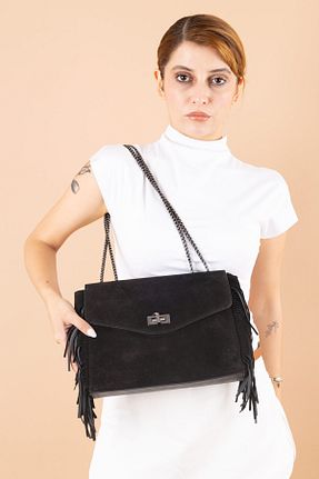 کیف دوشی مشکی زنانه چرم خالص Getcho - کد 853873514