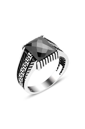 انگشتر نقره مشکی مردانه زیرکن Metay Silver - کد 853899733