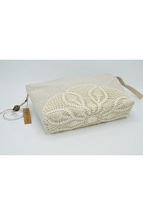 کیف پورتفوی و کلاچ بژ زنانه پارچه ای ANTERİ - کد 316206953
