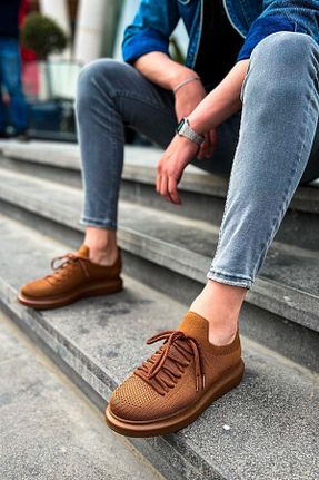 کفش اسنیکر قهوه ای مردانه بند دار MOGAMS - کد 847282673