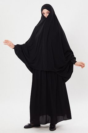 کلاه و ابایا مشکی زنانه پنبه ای gülmedine - کد 164164811
