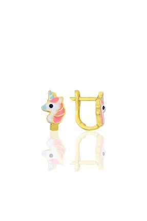 گوشواره نقره طلائی بچه گانه 925 عیار Söğütlü Silver - کد 801071751
