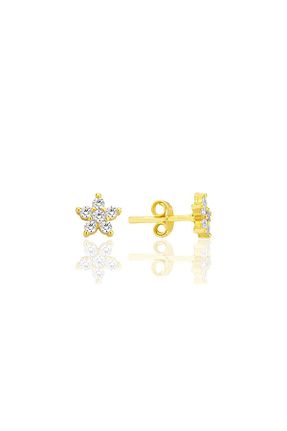 گوشواره نقره طلائی زنانه 925 عیار Söğütlü Silver - کد 852735494