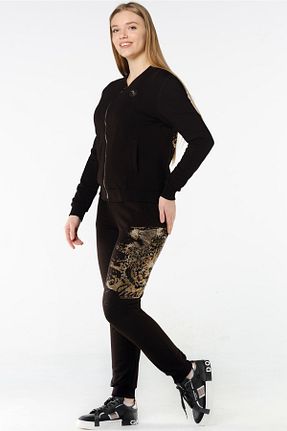ست گرمکن سایز بزرگ مشکی زنانه پنبه ای RICH GLAM - کد 359484643