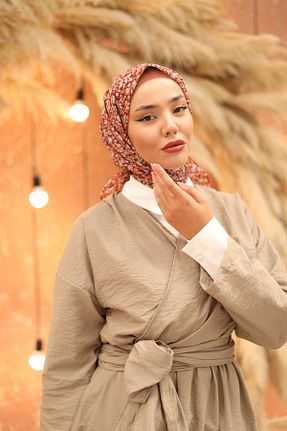 روسری زرشکی پنبه ای Silk Home - کد 854058050