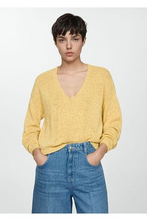 پلیور زرد زنانه ساده MANGO - کد 822182241