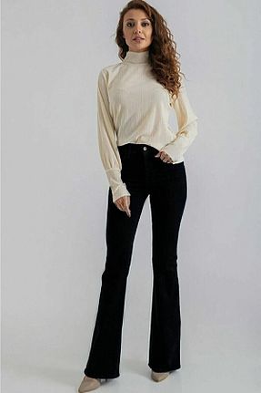 شلوار جین مشکی زنانه پاچه اسپانیولی Geppetto - کد 853818920