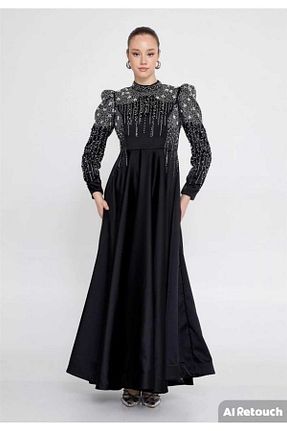 لباس مجلسی حجاب مشکی زنانه ساتن Donna Miranda - کد 853648131