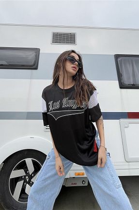 تیشرت مشکی زنانه اورسایز NEWLAKER - کد 809033391