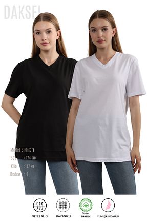 تیشرت مشکی زنانه گشاد DAKSEL - کد 853817316