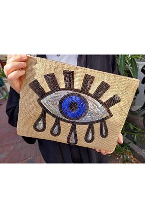 کیف پورتفوی و کلاچ قهوه ای زنانه پارچه ای JINJI - کد 821989292