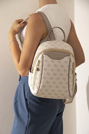 کوله پشتی بژ زنانه سایز متوسط Silver Polo - کد 772146267
