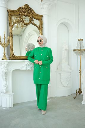 ست بالاتنه و پائین تنه حجاب سبز زنانه رگولار EBRU ALTAŞ - کد 853885585