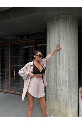 ست بالاتنه و پائین تنه قهوه ای زنانه بافتنی GibiyoWear - کد 853896437