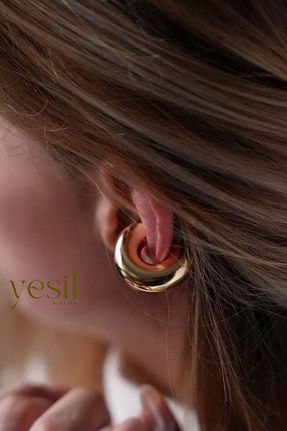 گوشواره استیل (فولاد) طلائی زنانه استیل (فولاد) Yesil Atelier - کد 796753318