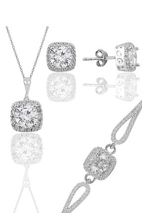 ست نقره سفید زنانه زمرد Söğütlü Silver - کد 260725966