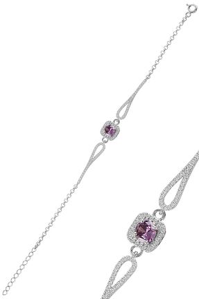 دستبند نقره بنفش زنانه 925 عیار Söğütlü Silver - کد 144446567